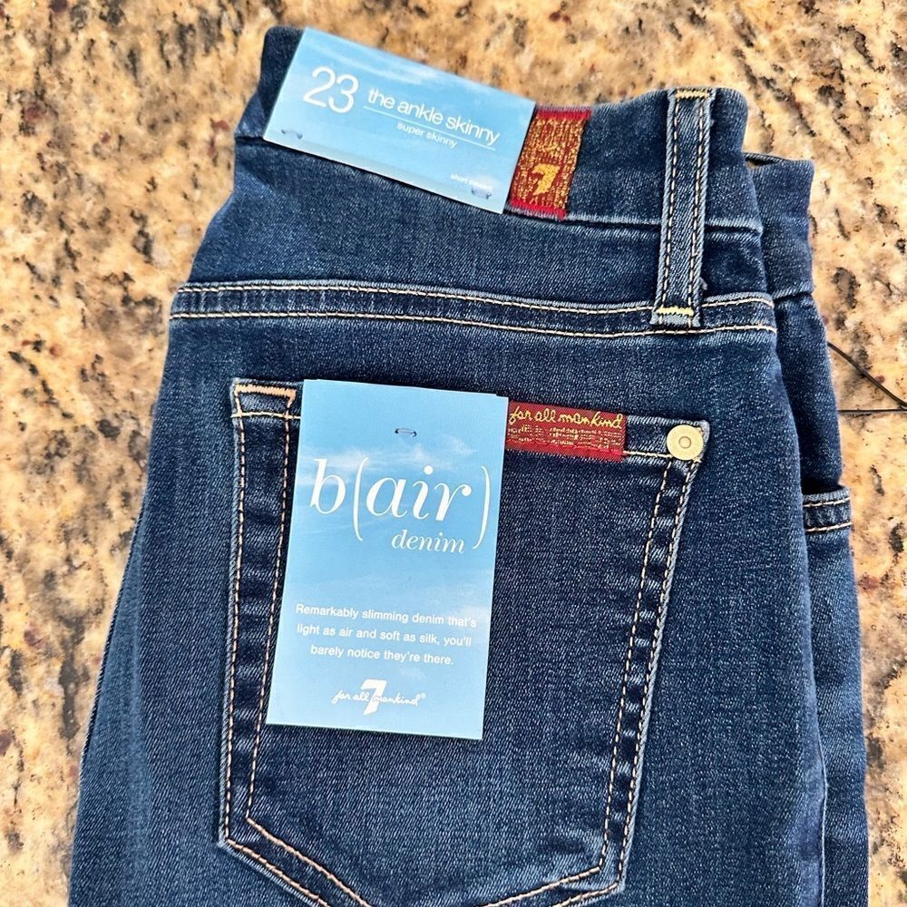 NWT 7 For All Mankind Women’s Ankle Skinny Blue Jeans B(air) - Size 23 - Picture 8 of 11